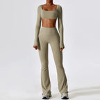 Yoga Set 2PCS Seamless Women Sportswear Workout Clothes Athletic Wear Gym Legging Fitness Bra Crop Top Long Sleeve Sports Suits - Matrix-studios.com