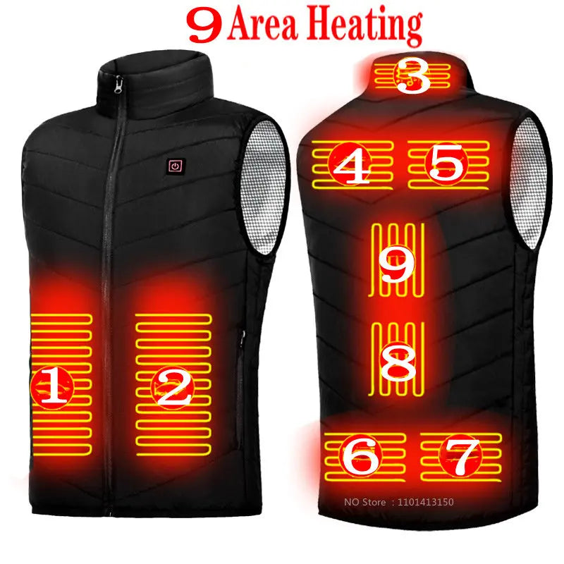 13 PCS Heated vest Jacket Fashion Men Women Coat Intelligent USB Electric Heating Thermal Warm Clothes Winter Heated Vest 열선조끼 - Matrix Studios