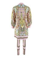 Women 2 Piece Set Ornate Print Long Sleeve Button Shirt Top Pants Outfit Elegant Casual Vacation Matching Set - Matrix-studios.com