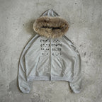 Casual Faur collar Harajuku Streetwear Hiphop Zipper Hoodie sweatshirt Vintage Rock Goth Loose Punk EMO Y2K Zip up hoodie Jacket