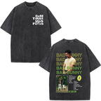 Rapper Bad Bunny Album Cover Print T-shirt Debi Tirar Mas Fotos DTMF Washed Vintage T Shirt Men Women Hip Hop Oversized T-shirts