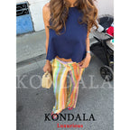 KONDALA Sweet Casual Women Pants Suit Stripe Sleeveless Backless Halter Top Long Zipper Pants Fashion 2026 Summer Fall Boho Suit - Matrix-studios.com