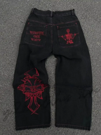 2025 New Prints Jeans Men Streetwear Baggy Wide Leg Jeans Korean Fashion Drapes Straight Casual Loose Denim Cargo Pants - Matrix Studios