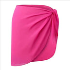 Summer Women Short Solid Sarong Swimsuit Coverups Beach Bikini Wrap Sheer Short Skirt Chiffon Skirt Scarf Swimwear Cover-ups - Matrix Studios