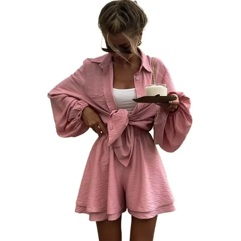 Casual Loose Short Sets For Women 2 Piece Sets Womens Outfits Spa Holiday Baggy Fashion Shorts Suits Woman Summer - Matrix-studios.com