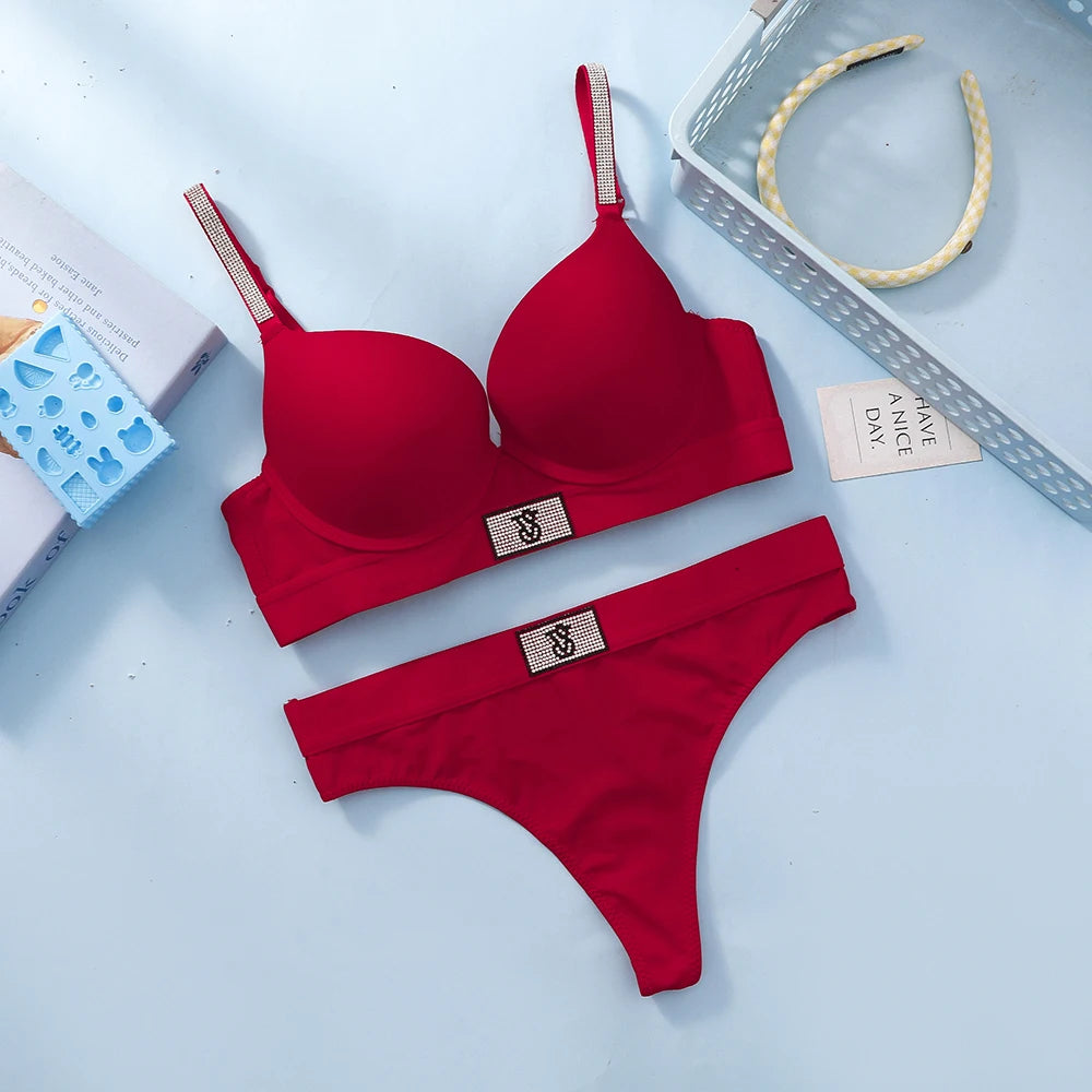 Victoria Secret Shine Script Thong Panty And Very Sexy Logo Shine Strap Push Up Bra Women Sexy Lingerie Set Trending - Matrix-studios.com