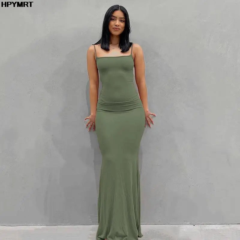 Satin Slip Sleeveless Backless Slim Sexy Maxi Dress 2022 Spring Women Party Y2K Concise Bodycon Elegant Dresses Female Clothing - Matrix-studios.com