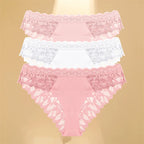 FINETOO 3Pcs Lace Hollow Out Underwear for Women Sexy Low-Waist Floral Briefs Female Invisible Breathable Lingerie Soft Intimate - Matrix Studios
