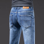 Autumn Winter New Business Men's Jeans Classic Fashion Stretch Washed Casual Denim Trousers Comfortable Straight Male pants - Matrix Studios