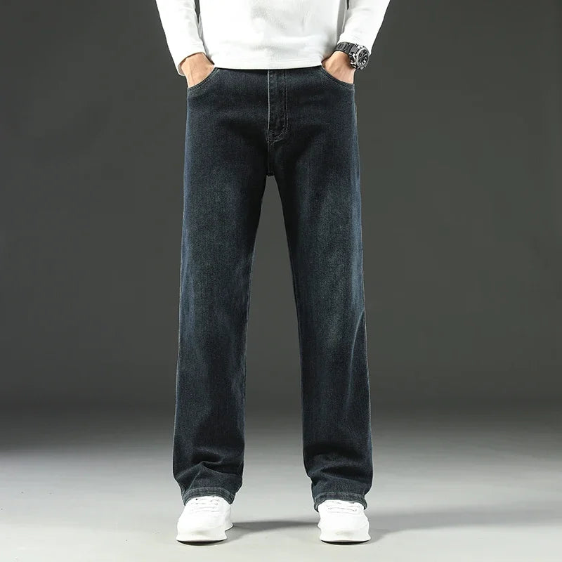 2026 New Spring and Autumn Men's Jeans, Loose, Comfortable, Straight, Business Casual, Versatile Wide-leg Business Trousers - Matrix Studios