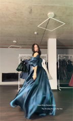 Xijun Modern Turquoise Evening Dresses Off The Shoulder A-Line Formal Prom Dresses Shiny Long Birthday Party Gowns Customized - Matrix-studios.com