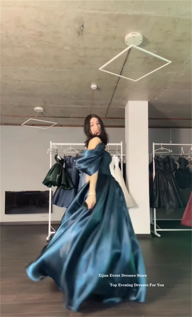 Xijun Modern Turquoise Evening Dresses Off The Shoulder A-Line Formal Prom Dresses Shiny Long Birthday Party Gowns Customized - Matrix-studios.com