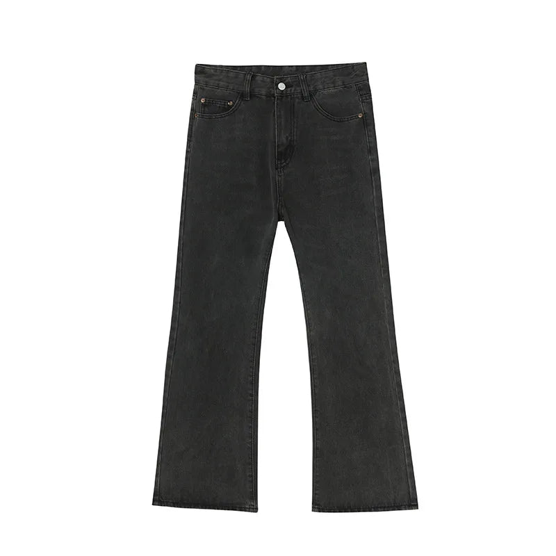 Male Japan Korea Style Vintage Denim Trousers Pant Men High Street Hip Hop Casual Hole Small Flare Jeans Pant - Matrix Studios
