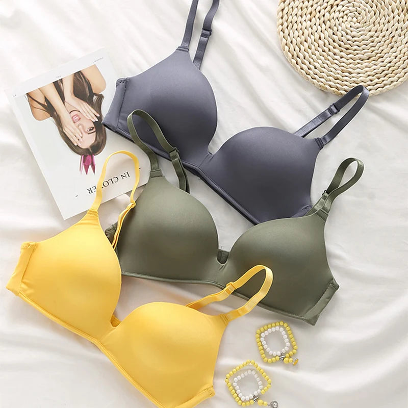 Women Seamless Bra Sexy No Wire Push Up Underwear Girls Students Breathable Thin 10 Colors Bras Female's Bra Breathable Gathered - Matrix Studios
