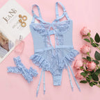 2pcs Red Floral Lace Garter Lingerie Set With Choker Women Intimates 2022 Underwire Bra And Thongs Ladies Underwear Set - Matrix-studios.com