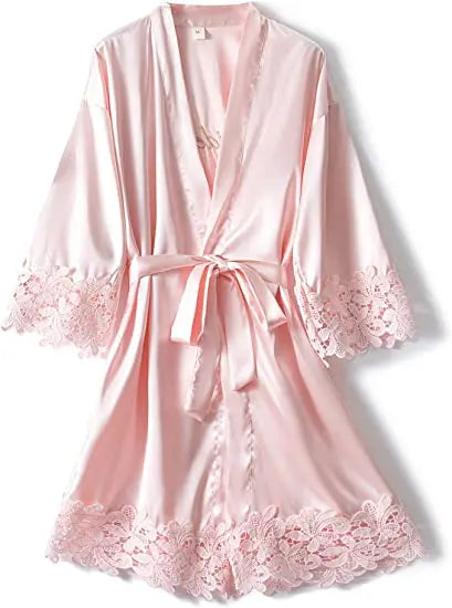 Bridesmaid Robes Rose Gold Bride Robe Wedding Bridesmaid Gift Satin Lace Robe Bridal Dressing Gown Bachelorette Party Pajamas - Matrix-studios.com