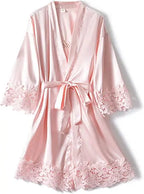 Bridesmaid Robes Rose Gold Bride Robe Wedding Bridesmaid Gift Satin Lace Robe Bridal Dressing Gown Bachelorette Party Pajamas - Matrix-studios.com