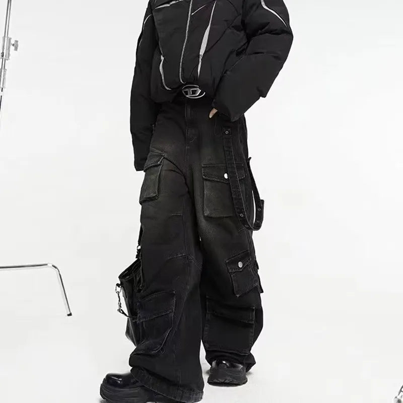 2026 Y2K Streetwear Multiple Pockets Baggy Cargo Jeans Pants For Men Clothing Vintage Loose Women Denim Trousers Pantalon Homme - Matrix Studios