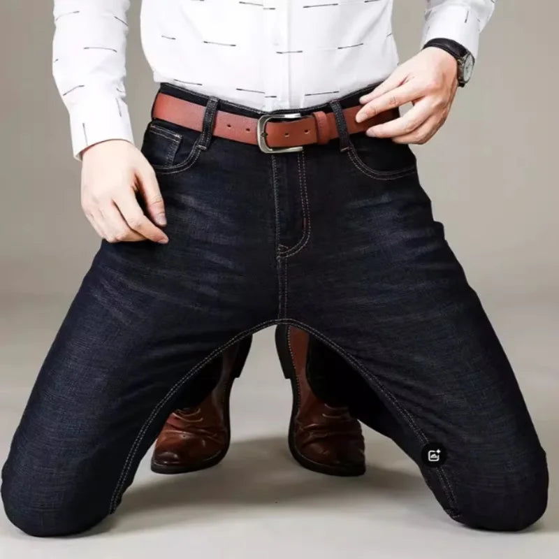 Men Fashion Straight Jeans mens 2026 New Stretch Slim Fit Pants Comfortable Soft Business Denim Trousers Male Brand Clothing - Matrix Studios