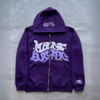 Zipper hooded sweatshirt with retro American letters suitable for men and women wearing Y2K jacket autumn/winter cardigan - Matrix Studios