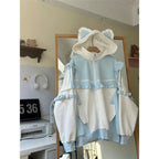 Japanese Sweet Coats Y2K Clothing Hoodie Women Tops Autumn and Winter Color Match Splicing with Thick Velvet Cardigan Jackets - Matrix Studios