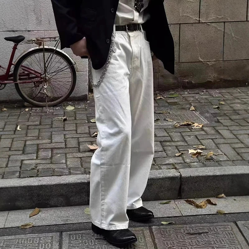 IEFB Men's Jeasn New Summer American Style Straight Leg Wide Leg Solid Color Simple Folding Male Casual Trousers 2026 9W2196 - Matrix Studios