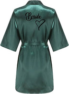 Women Silk Satin Short Night Printing Robe Kimono Robe Fashion Bath Robe Sexy Bathrobe Femme Wedding Bride Bridesmaid M024