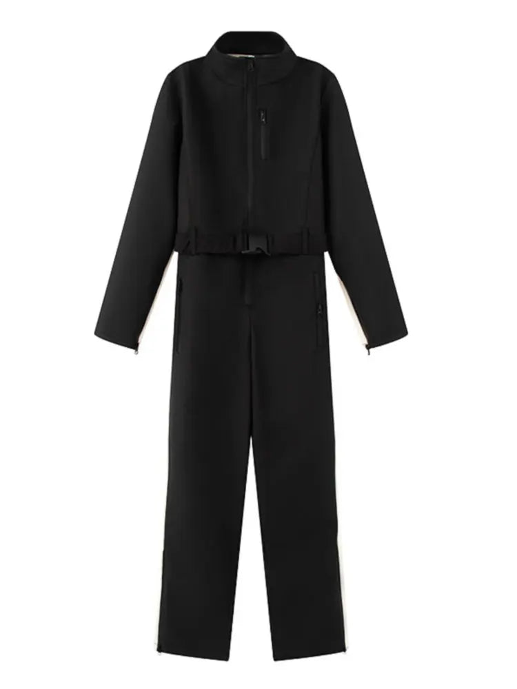 2026 Women's Elegant Skateboard One-piece Fleece Ski Bodysuit Female Long Sleeve Waterproof Windproof Patchwork Skiing Jumpsuits - Matrix Studios