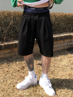 Men's Summer Quick-Dry Loose Workout Shorts Streetwear Hip-Hop Gym Fitness Elastic Waist Casual Short Pants for Running Training