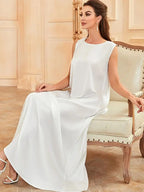 Black White Satin Silky Shimmer Under Abaya Dress Dubai Luxury 2024 Summer Women Turkey Islam Muslim Robe Vestidos Musulmanes - Matrix-studios.com