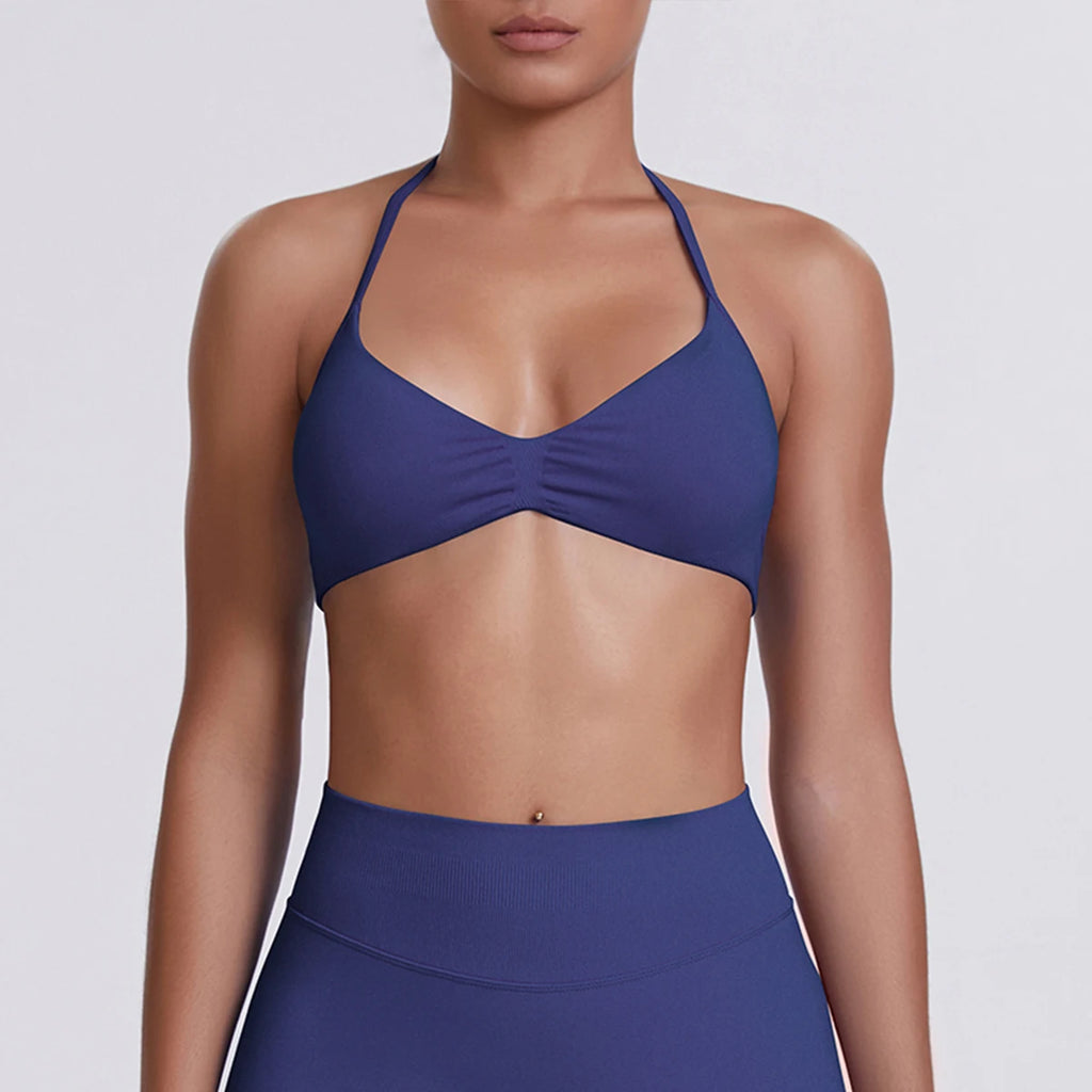 Sexy Neck Strap Bra for Woman Summer Breathable Backless Yoga Bra Women Fitness Solid Color Yoga Sports Bra Workout Top - Matrix-studios.com