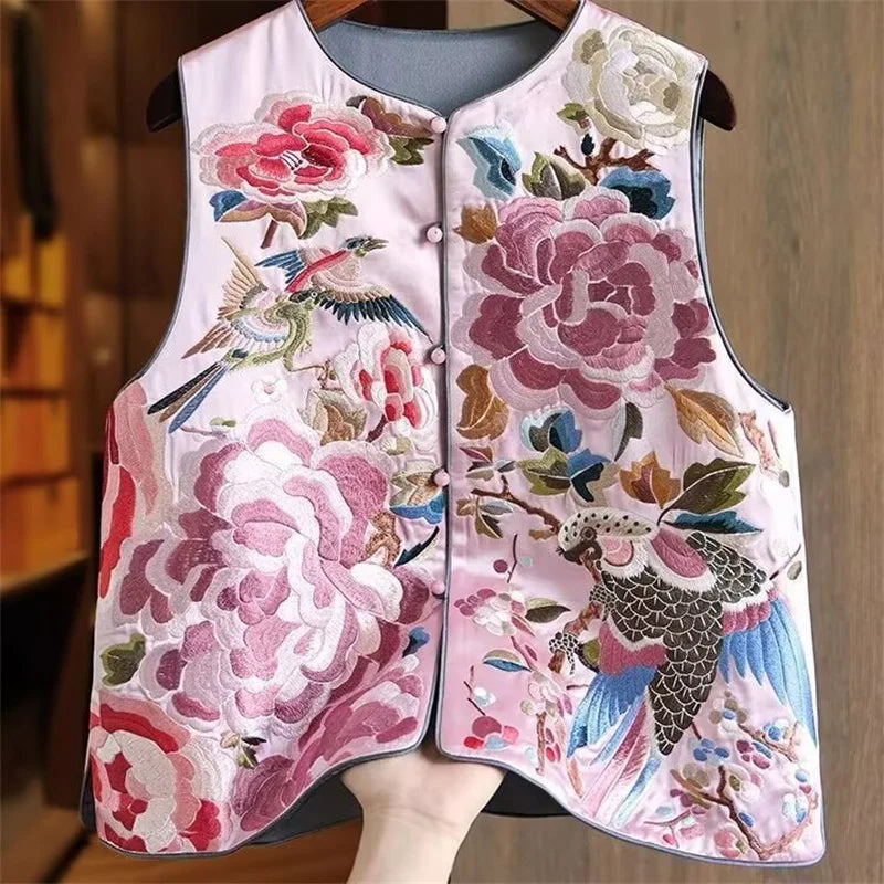 Women's Vest Women's Jackets  New Embroidered Chinese Vest Women Unique and Unique Super Beautiful Light Style Stacked Top Coat - Matrix Studios