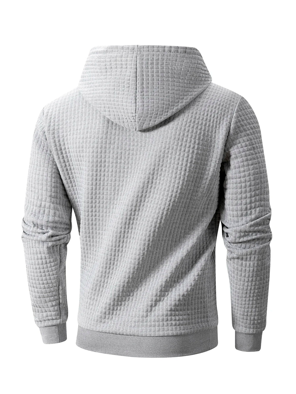 New Autumn Men's Hoodie Waffle Pattern Long Sleeve Sweatshirt Solid Color Casual Warm Pullover Outdoor Sportswear Men's Clothing - Matrix Studios