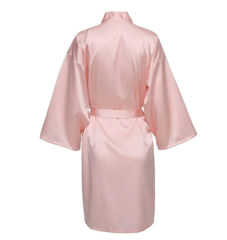 Wedding Party Team Bride Robe With Black Letters Kimono Satin Pajamas Bridesmaid Bathrobe SP2000 - Matrix-studios.com