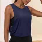 Women Sleeveless Yoga Tops Athletic Vest Breathable Blouse Cover Up Gym Workout Cool T-Shirt Running Short Tank Crop Top - Matrix-studios.com
