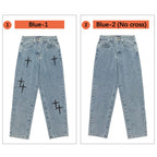 Prints Jeans Men 2023 New Streetwear Baggy Wide Leg Jeans Korean Fashion Drapes Straight Casual Loose Denim Cargo Pants - Matrix Studios