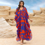 Kaftan Dresses for Women Wave Neck Swimsuit Cover Up Caftan Dress Plus Size Oversized Long Beach Dress - Matrix Studios