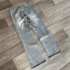 Y2K Retro Jeans Light Color Dollar Pattern Embroidery Splice Denim Pants Gothic Hip Hop Streetwear Men Women Fashion Baggy Pants - Matrix Studios