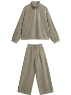 CHIC VEN Women Sweatsuit Loose Casual New Granular Velvet Stand Collar Female Top Pants Set for Woman Sport Autumn Winter 2025 - Matrix-studios.com