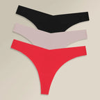 3PCS Women Ice Silk Seamless Thongs Underpants Sexy V-Waist Ultra-thin Panties Girls Low Rise Invisible G-string Lingerie XS-XL - Matrix Studios