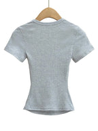 Square Collar High Stretch Summer Crop Tops Women Short Sleeve Tops Sexy Pullover Bottoming Blouses Slim T-shirt - Matrix-studios.com