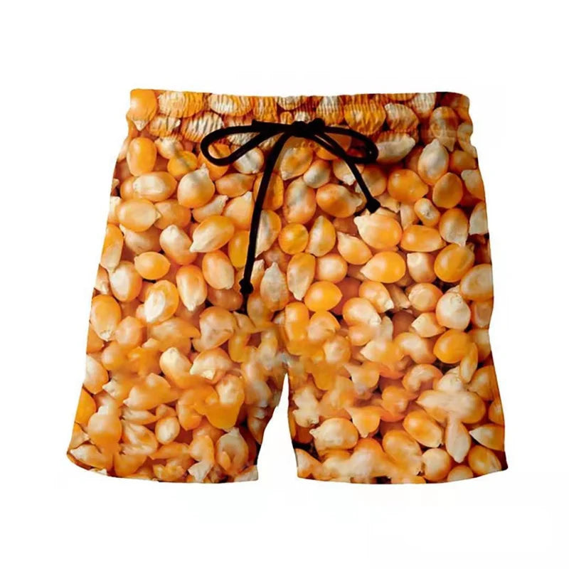Funny Fatty Beef Hot Dog Men's 3D Print Short Pants Street Hip Hop Beach Shorts Skateboard Swimming Shorts Women Short Trunks