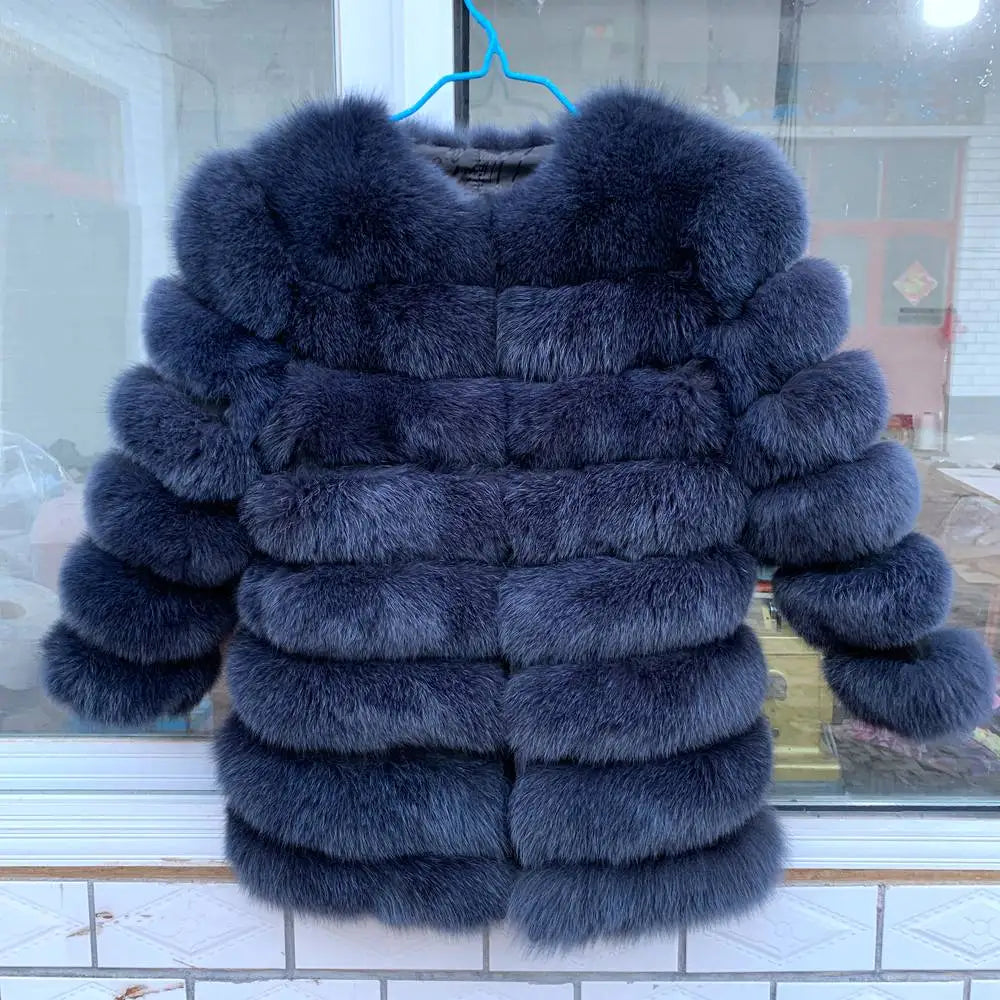 70CM 4in1 New Fast Shipping New Fashion Women Fashion Real Natural Fox Fur Long Coat Jacket for Winter Warm Over Coat - Matrix Studios