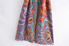 Boho Queens Women Star Floral Print Bat Sleeve Beach Bohemian Kimono Dresses Robe Ladies V Neck Summer Bikini Cover-up - Matrix Studios