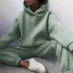 Women's Tracksuit Suit Autumn Fashion Warm Hoodie Sweatshirts Two Pieces Oversized Solid Casual Hoody Pullovers Long Pant Sets - Matrix-studios.com