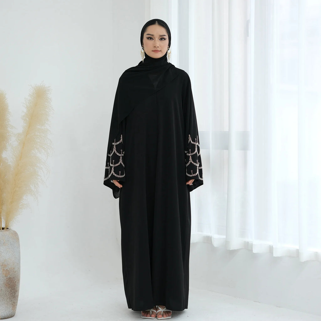 2025 Middle Eastern Islam Outfit for Muslim Women Luxury Dubai Modest Abaya Dress Eid Arabic Cardigan Plain Turkey Kaftan Robe - Matrix-studios.com