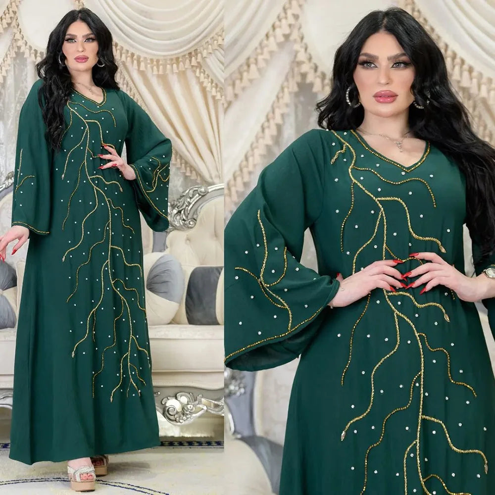 Caftan Eid Elegant Muslim Women Dress Ramadan Party Dubai Abaya Turkey Islam Long Evening Dresses Musulmane Elegant Vestidos - Matrix-studios.com