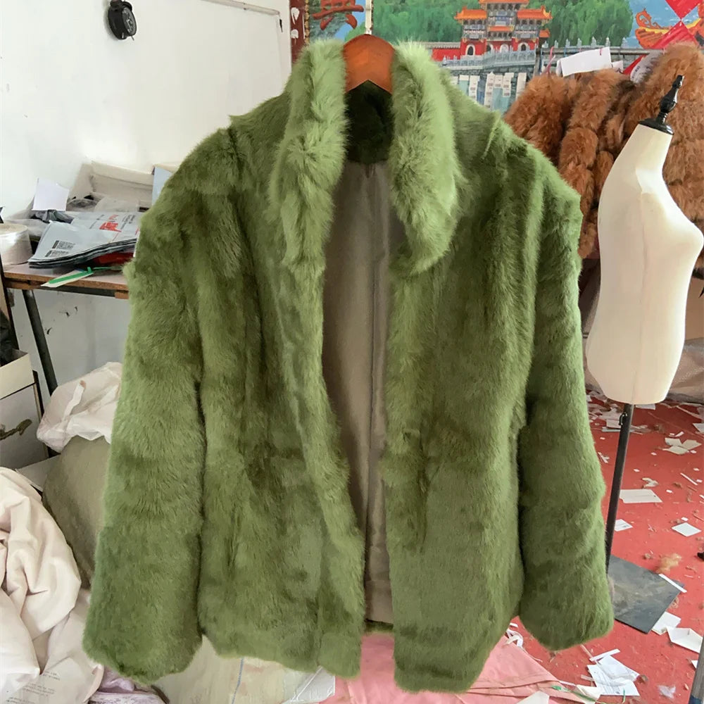 Fancy Rani Real Fur Coat Women Natural Rabbit Winter Jacket Leather And Fur Women's Long Clothing Female Outerwears With 2025 - Matrix Studios
