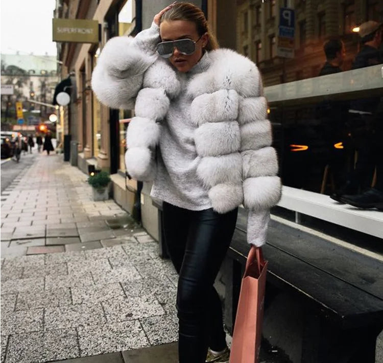 Style Real Fur Coat 100% Natural Fur Jacket Female Winter Warm Leather Fox Fur Coat High Quality Fur Vest - Matrix Studios