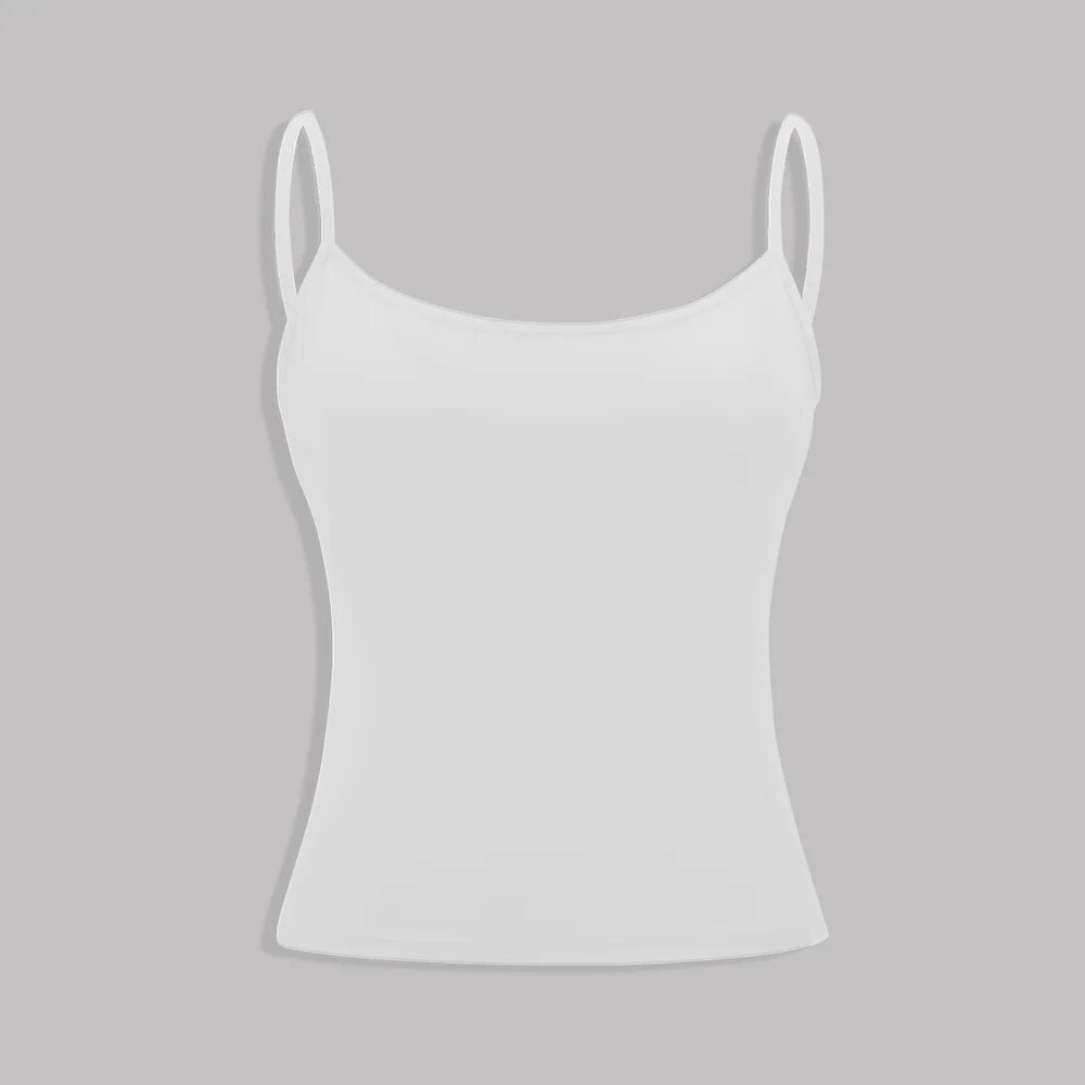 Women Tank Top Strap Slim Top for Summer Fashion Versatile Casual Breathable Micro Elastic Fabric Sleeveless Strap Top - Matrix-studios.com
